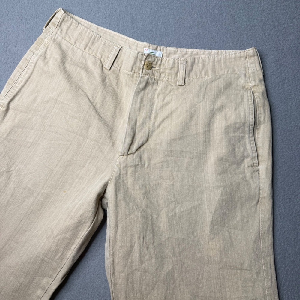 Lacoste Herringbone Trousers Mens 42 EU Beige Cotton Straight Leg Pants